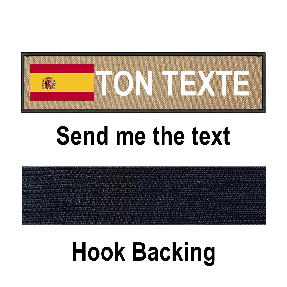 Custom Spain Flag Patch Tactical Patches Personalized Name Stripes Badge Tags Chevrons Armband Hook Loop For Military Backpack