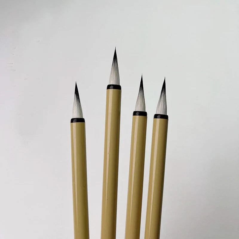5Pcs Xiaokai Calligraphy Brush Pen Bamboo Mix Hair Chinese Painting Brush Weasel Hair Regular Script Writing Brush Holder