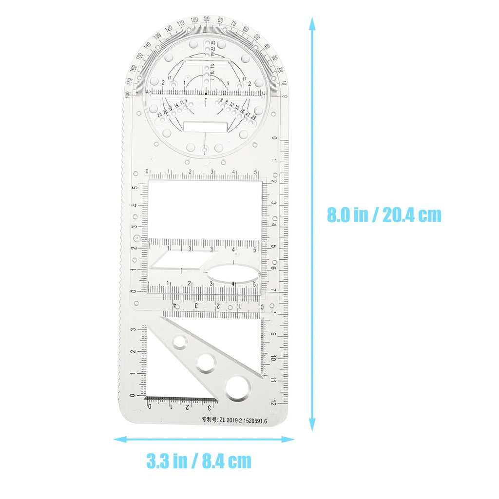 1Set Drawing Ruler Set Multifunctional Geometric Protractor Premium Plastic Measuring Tool for Students Home Office Accurate