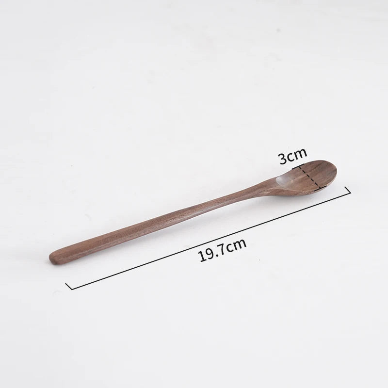 3-piece natural walnut wood coffee stirrer set, reusable, kitchen beverage stirring spoon, butter spreader, coffee equipment set
