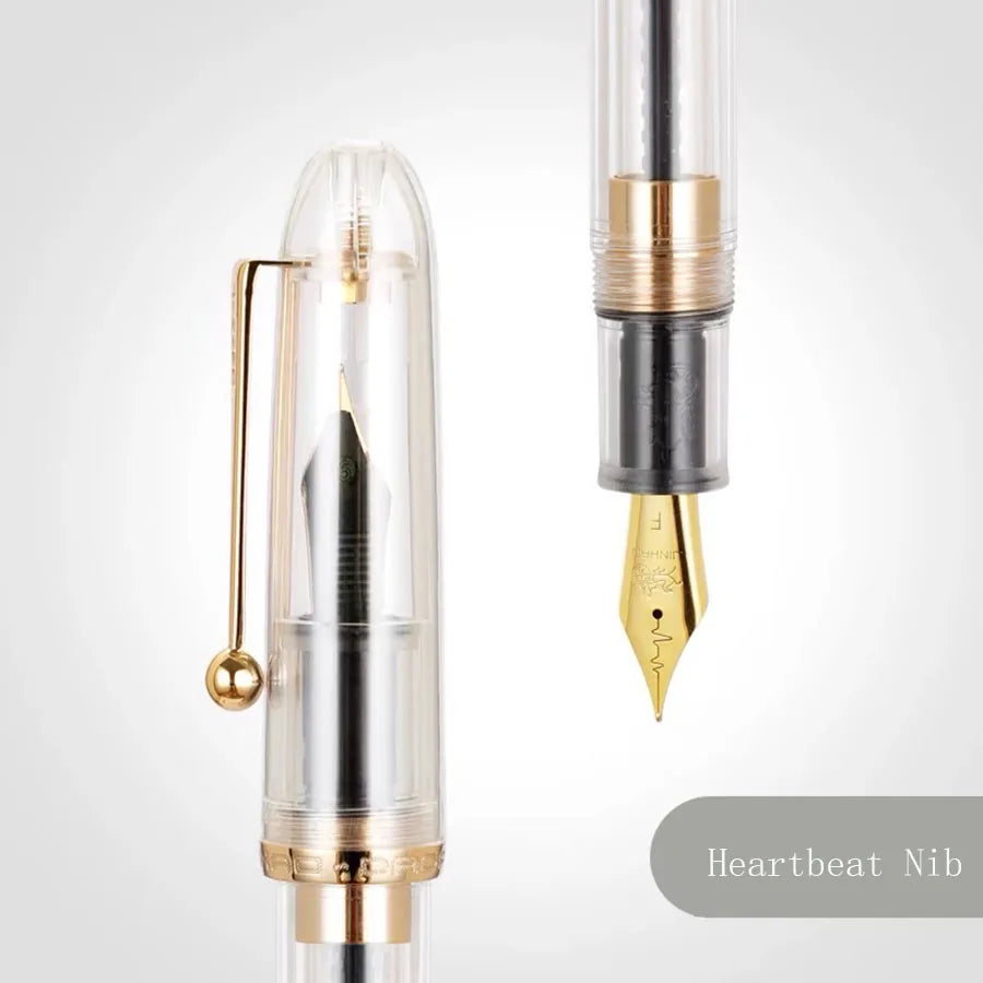 1pc Jinhao 9016/9013 Acrylic Fountain Pen Dadao Series Transparent Brown EF/F/M Nib with Large Capacity Ink Converter