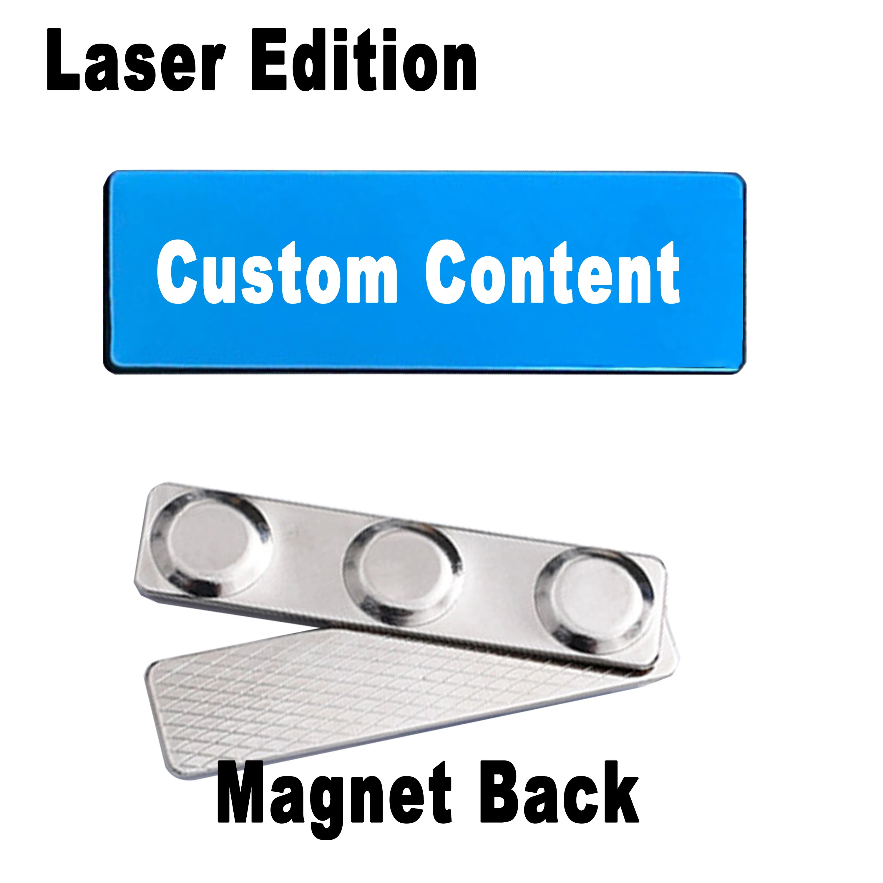 Stainless Steel Custom Name Tag with Pin Clip - Engraved Personalized Work Badge Business Identification Metal ID Name Plate