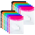 12-Piece File Holder, Binder Dividers with Snaps, Fits 2/3/4/11 Binders, 6 Colors