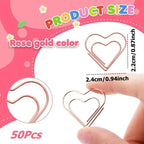 50 Mini Heart-Shaped Metal Paperclips/Set - Mini Rose Gold Heart Bookmark Clips, Perfect For Notebook Decorations And Stationery