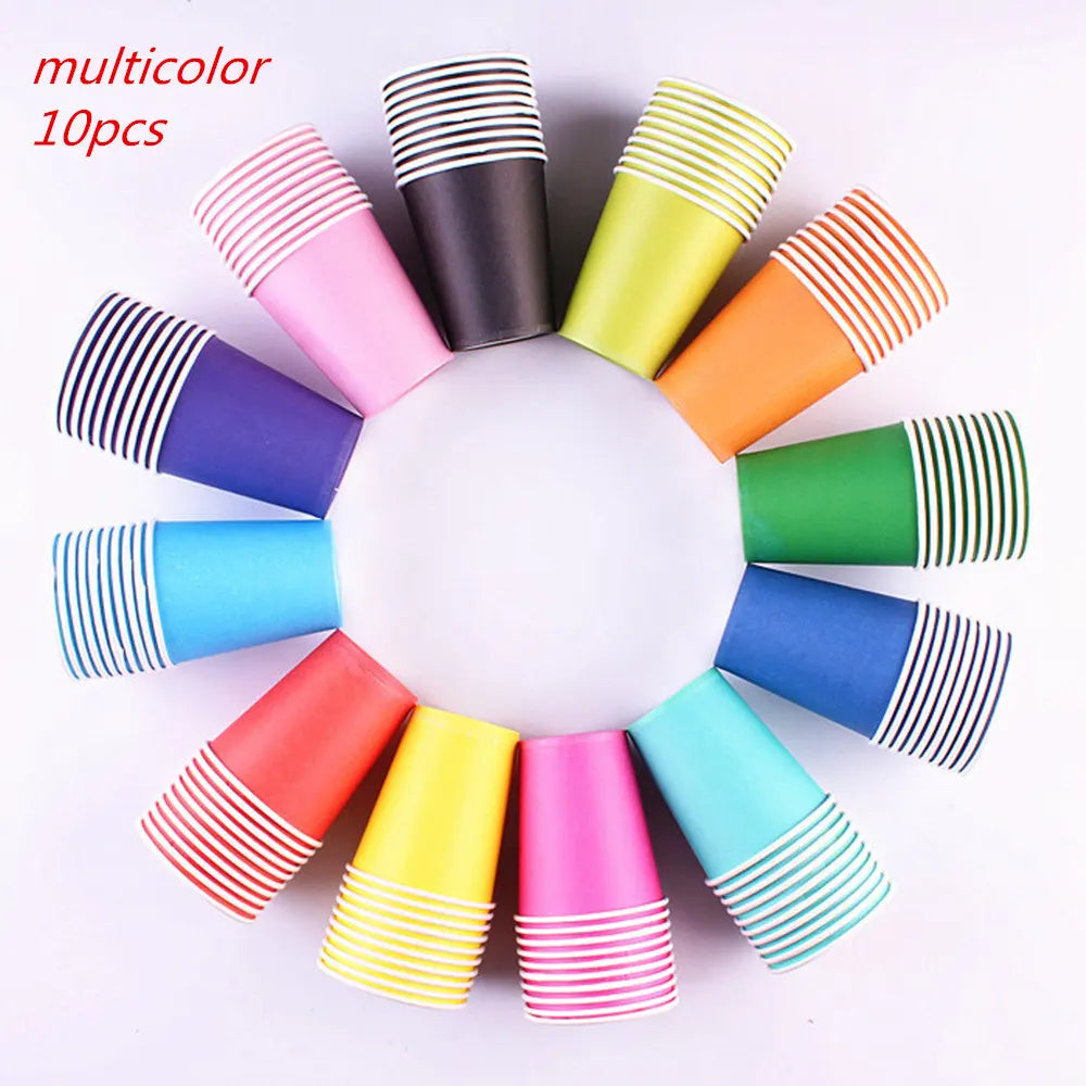 Solid Color Disposable Tableware Set Party Supplies Paper Plates Cups Wedding Birthday Party Decorations Adult Favor
