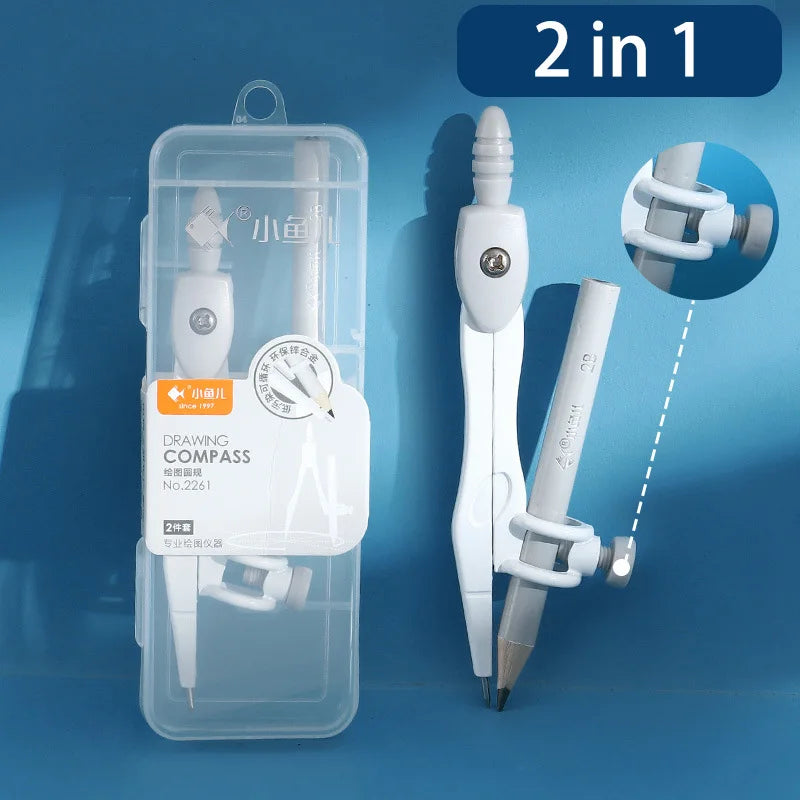 Metal Zinc Alloy Compasses Set,2B Pencil,Drawing Gauge,Removable Pencil,With Sharpener,Student Products 2218