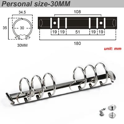 30mm A5A6A7 Notebook 6-Hole Binder Clips Binding Replacement Clip Metal Rings Accessories Loose-leaf Budget Binder Binding Rings