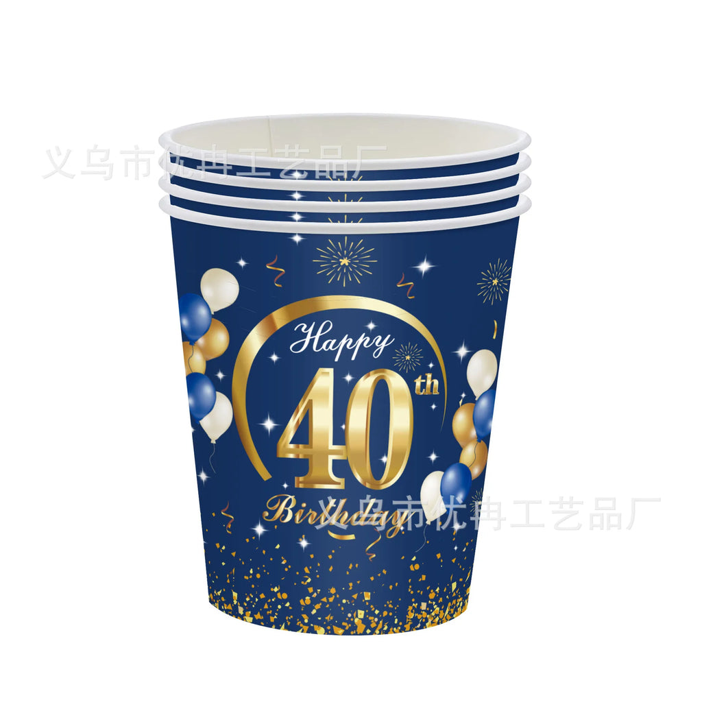 18th 30th 40th 50th 60th 70th Birthday Decorations Men Women Blue Birthday Happy Birthday  Plates Cup Tableware Anniversary