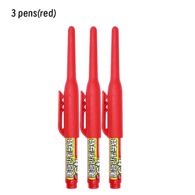Lot 45mm Waterproof Long Head Nib Deep Hole Markers Pen Tile Carpenter Pen Multi-purpose for Woodworking Black/Blue/Red Ink