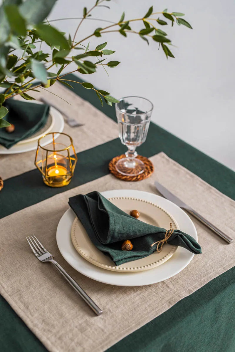 High Quality 100% Linen Napkins Restaurant Wedding Dinner Solid Color Cloth Pure Linen Classical Custom Home Table Napkin