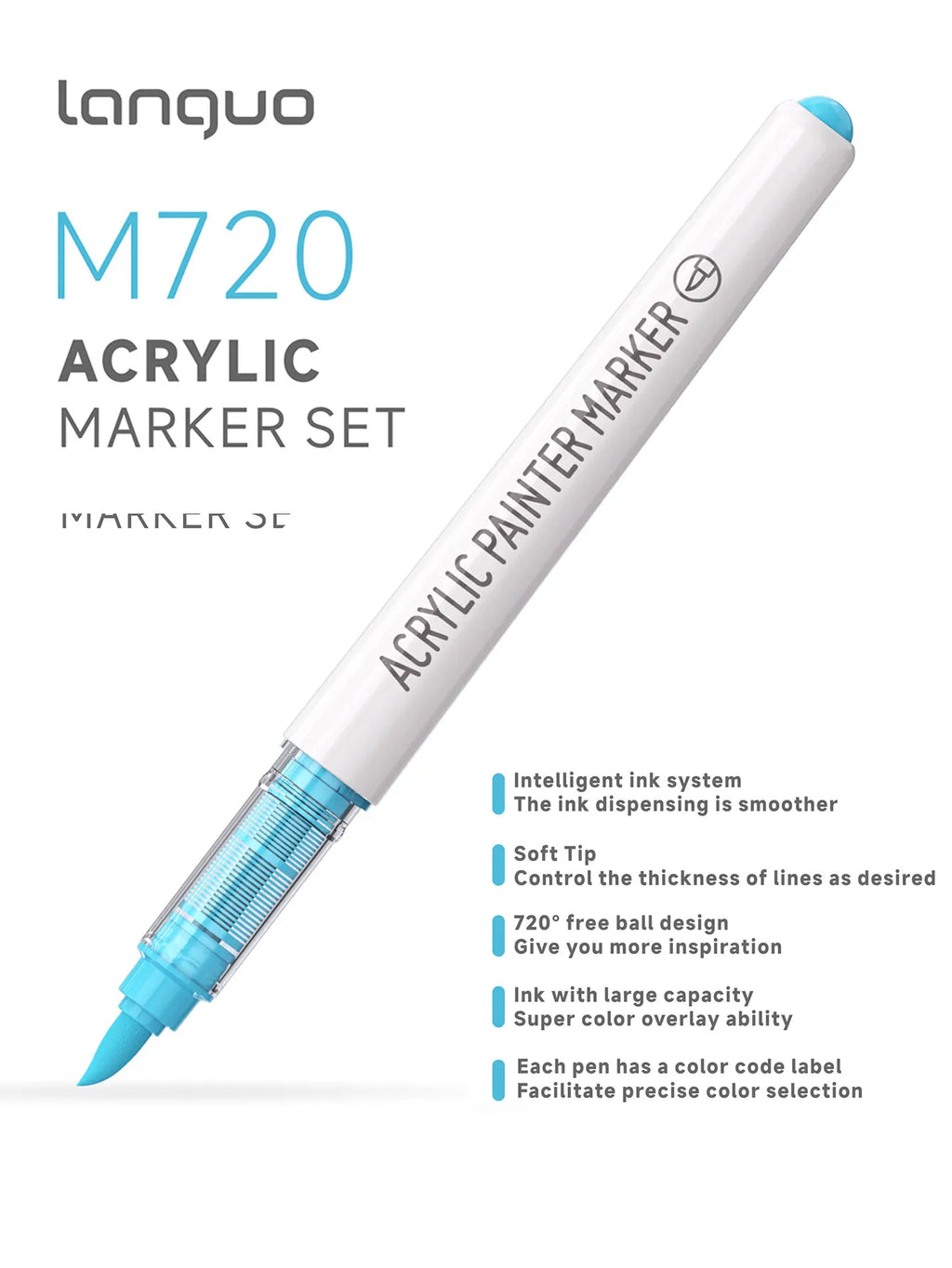 Languo 9pcs/box Soft Brush Acrylic Marker Pen Set，DIY Hand Drawn,Paint Art Markers pens,Student Graffiti Acrylic Paint Pens,M720