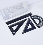 4pcs Aluminum Ruler Set,Drafting Set,With Storage Box Straight Ruler,Protractor,Students Measure Ruler Set Multi-Function Set