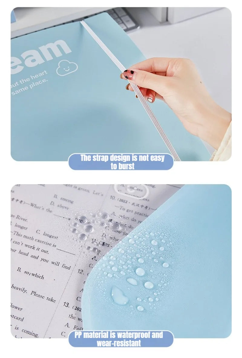A4 Expanding File Folder with 4 Detachable Inner Pockets 3-Hole Binder for School Office Document Organizer Supplies Stationery