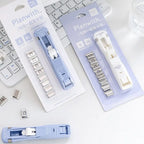 Smile Design Push Paper Clip New Plastics Mini Binder File Stapler Reusable Pusher Set School