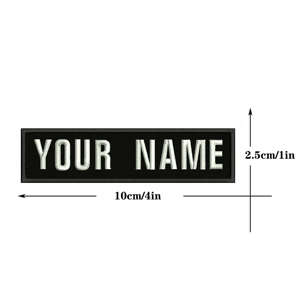 1PC 10cmX2.5cm Custom Name Patch Stripes Badge Iron On Or Hook Loop fire trophy radiation motorcycle blood drop love Pentagram