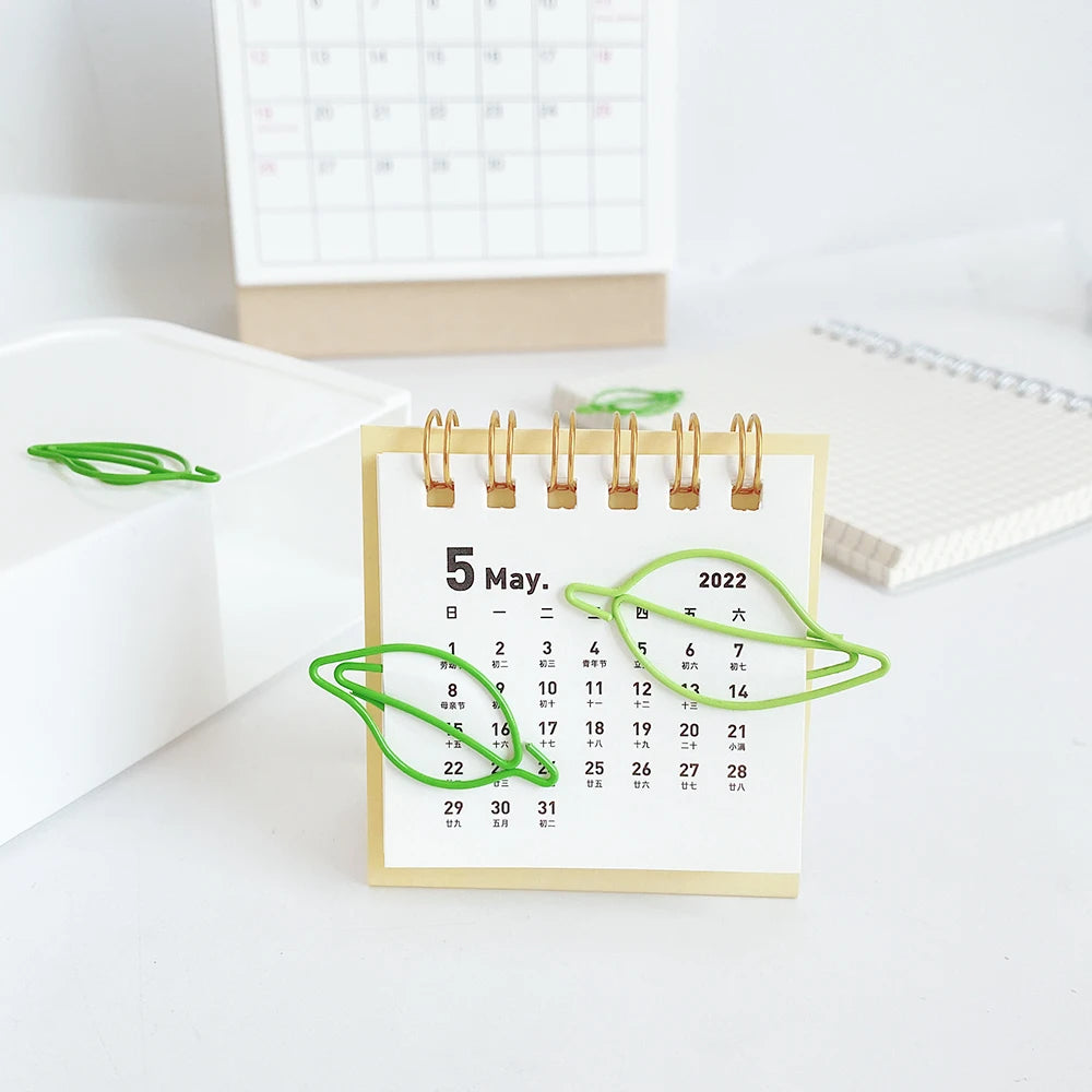 20 pcs/lot green Paper Clips Cute leaves-Shaped Stainless Steel Paper Clips book mark for Office School Supplies