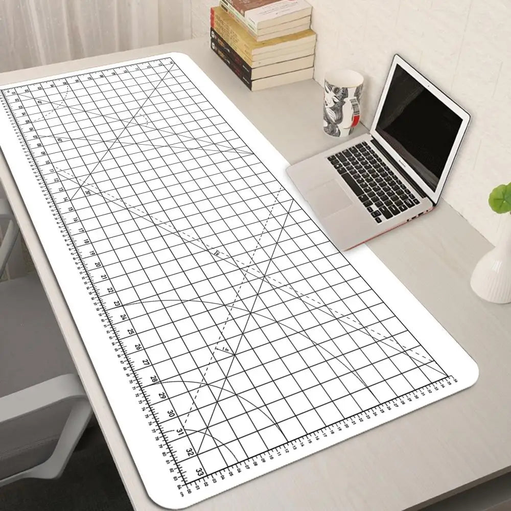 Cutting-Mat-white-on-black Mouse Pad Office Gaming Laptop Deskmat Anime Mousepad Gamer Keyboard Mouse Mat Computer Accessories