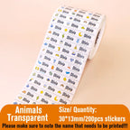 200pcs Custom Transparent Astronaut Name Sticker Waterproof Labels Hebrew Personalized First Name Tag for Children Stationery
