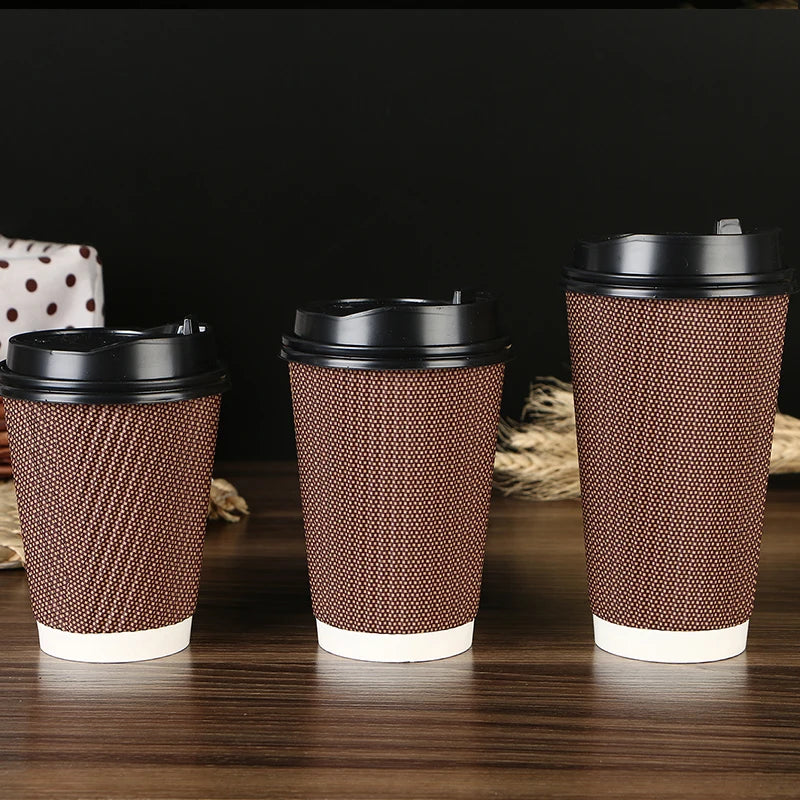 100pcs/pack 8oz/14oz/16oz Disposable Thick Double-layer Hot Drink Tea Cup Coffee Paper Cup