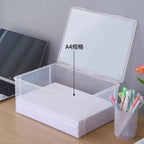 Plastic Clear Square Shape Storage Box Organizer Box Large Capacity Transparent Document Organizer Desktop Document Storage Case