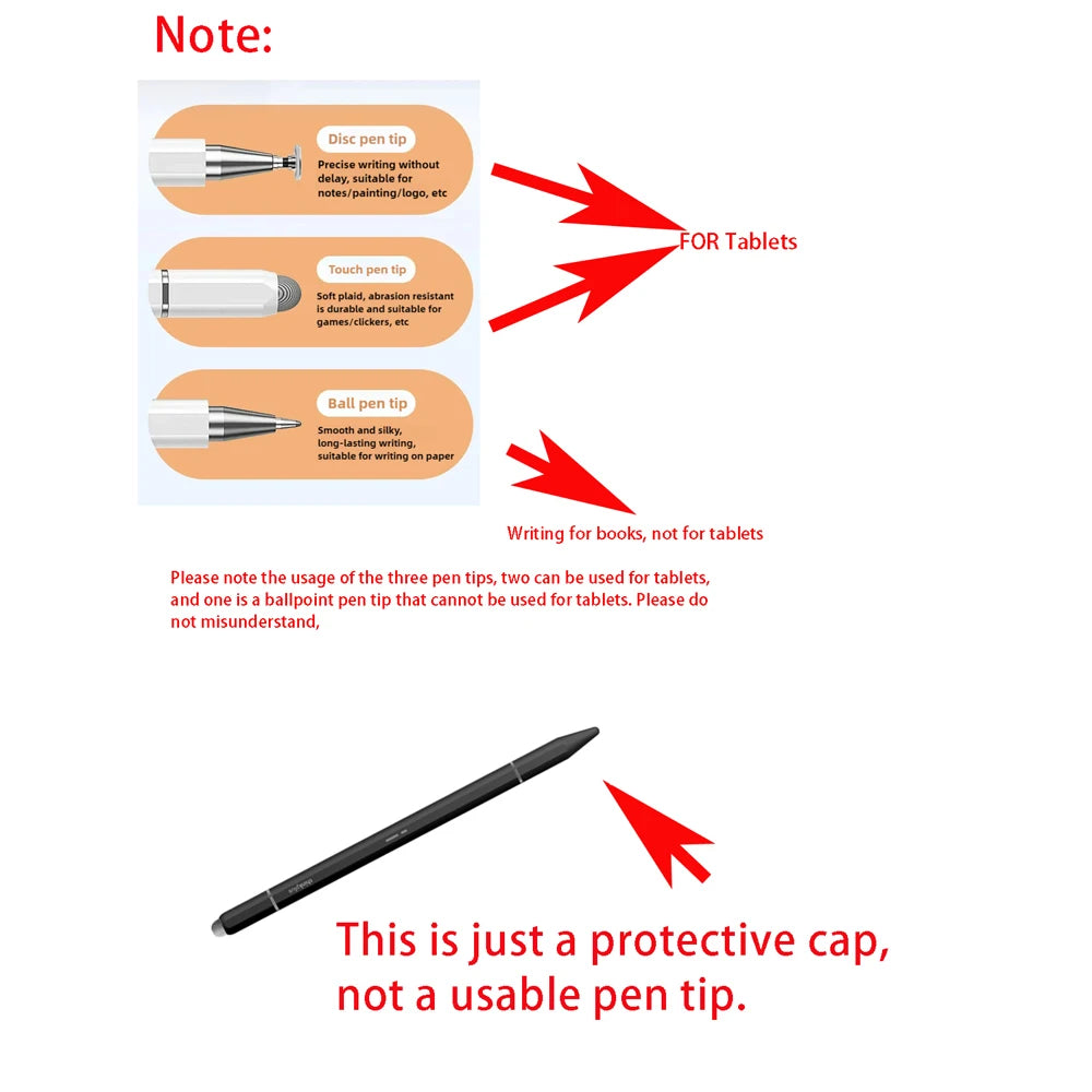 Lenovo Universal BP28 Stylus Pen for Android & iOS Tablets Compatible with iPad Huawei Xiaomi Samsung - Three Tips Included