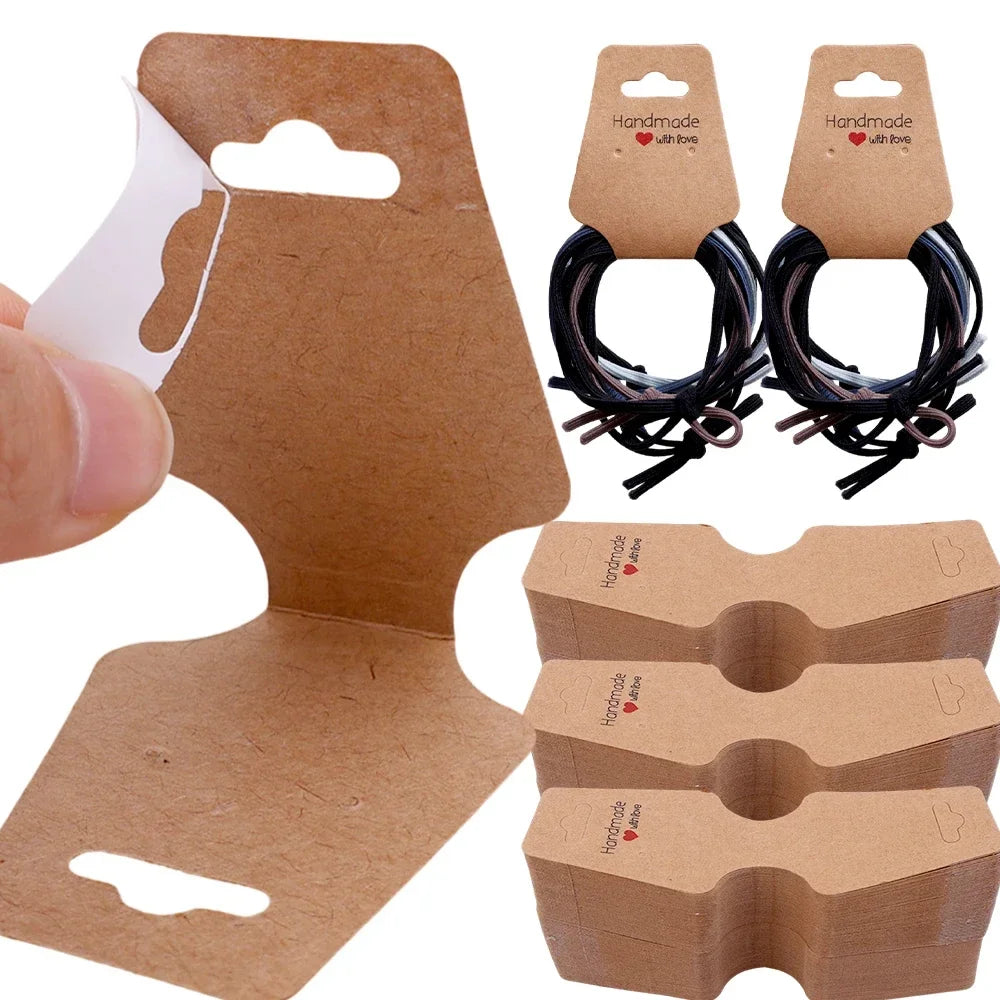 Jewelry Display Card Price Tag Foldable Kraft Paper Card For Necklace Bracelet Headband Hairband Hanging Label Packing Holder