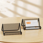 Black Metal Mesh Business Card Holder Desktop Business Card Display Stand Box Office Cards Holder Desk Shelf Storage Organizer