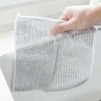 Thickened Steel Wire Cleaning Cloth Non-Scratch Double-layer Iron Microfiber Mesh Dishrag Washing Pot Rags Kitchen Towel