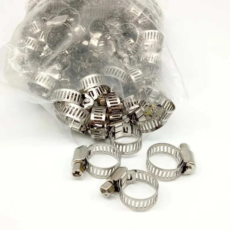 10-50pcs Hose Clips Pipe Clamps Stainless Steel Hoop Clamp Hose 304 Stainless Steel Automotive Pipes Clip Fixed Tools Wholesale