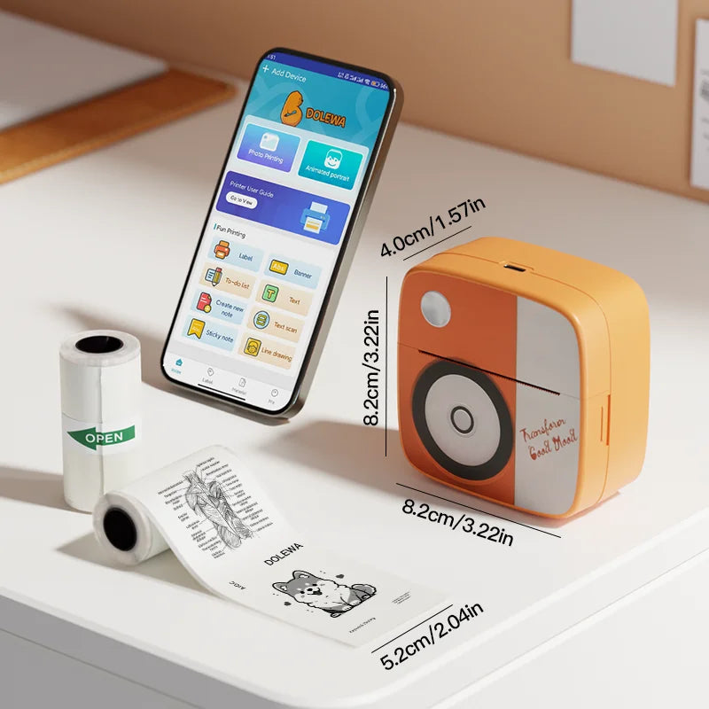 New Photo Printing Machine D2 Mini Printers Thermal Paper Stickers Paper Printer Label Sticker Printer Label Maker Printer
