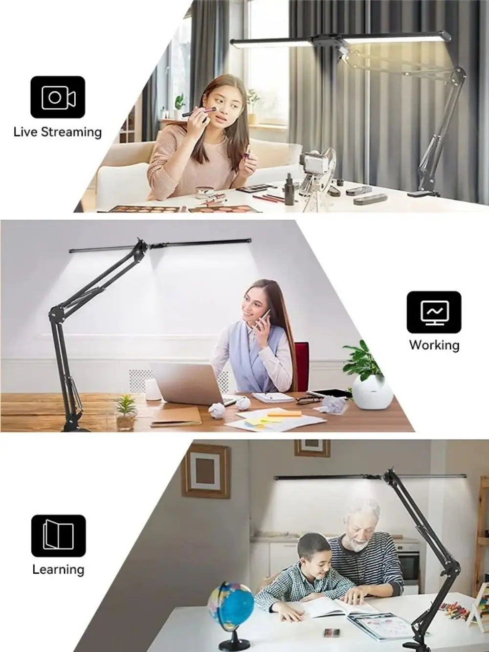 LED Desk Lamps Stepless Dimmable Led Computer Monitor Light USB Table Lamp for Office Study Reading Lighting Fixture