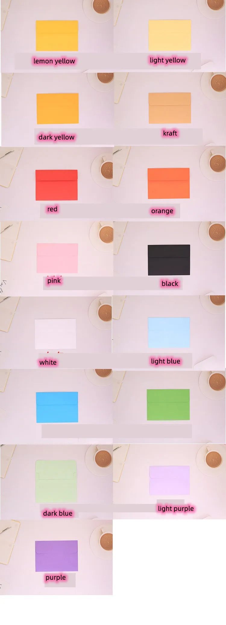 10pcs/pack 13.3x18.4cm Red Envelope Kraft Yellow Green Color Letter Paper Envelopes for Gift Photo Bags Packaging