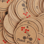100pcs Thank you With Red Heart Gift Tags Wedding Party Paper Hanging Tags Price Label Handmade Package Hang Tag Cards