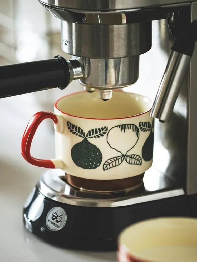 300ml Japanese Flower Coffee Mug Set Retro Ceramic Milk Oats Mug Office Water Handgrip Cup Kitchen Party Drinkware Set