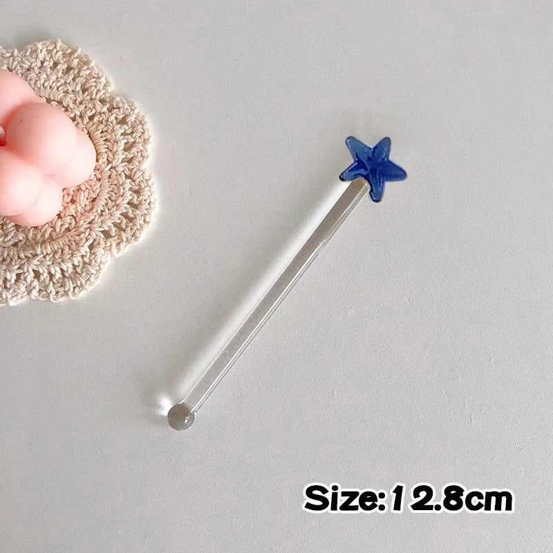 Glass Stirring Rod Moon Star Shape Stir Bar Coffee Cocktail Mixing Sticks Home Party Transparent Aesthetic Cocktail Muddler