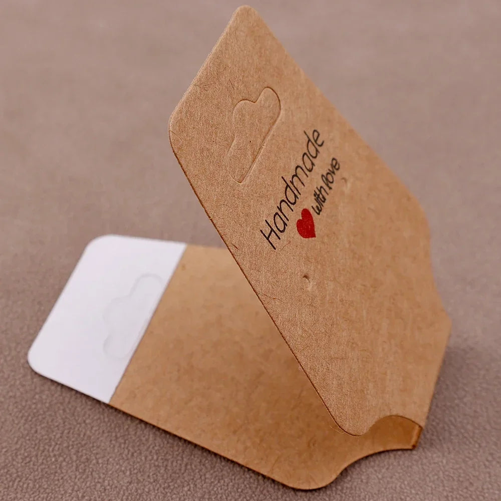 Jewelry Display Card Price Tag Foldable Kraft Paper Card For Necklace Bracelet Headband Hairband Hanging Label Packing Holder