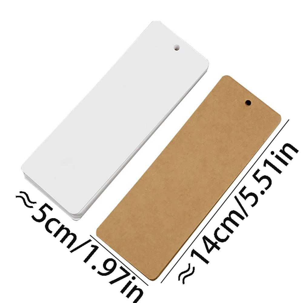 30 Sheets Blank Round Corner Bookmark Cards with Hole, 350g Kraft Paper & White Cardstock for DIY Art Painting