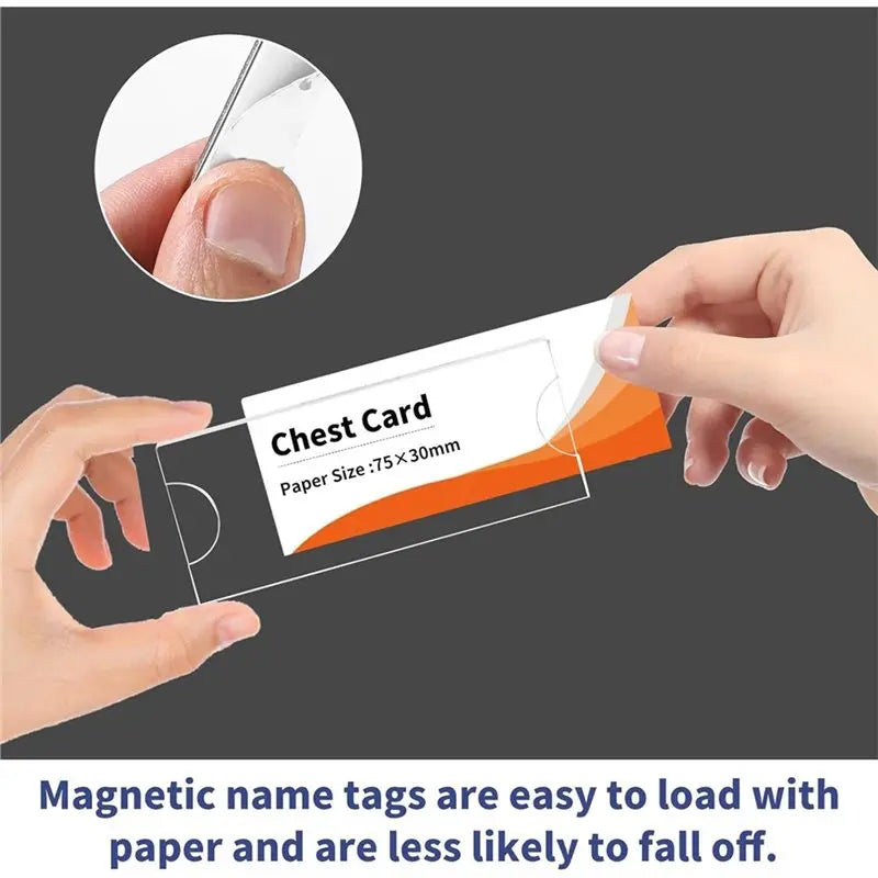 Name Badges Magnet 12Pack- For Clothing ID Holder With 3-Point Self-Adhesive Magnets(75 X 30Mm), Name Plate Included