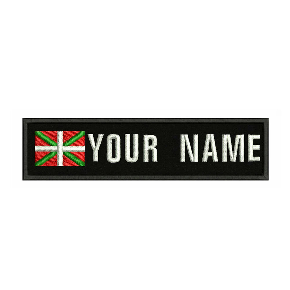 Basque Flag 10X2.5cm Embroidery Custom Name Text Patch Stripes Badge Iron On Or  Patches