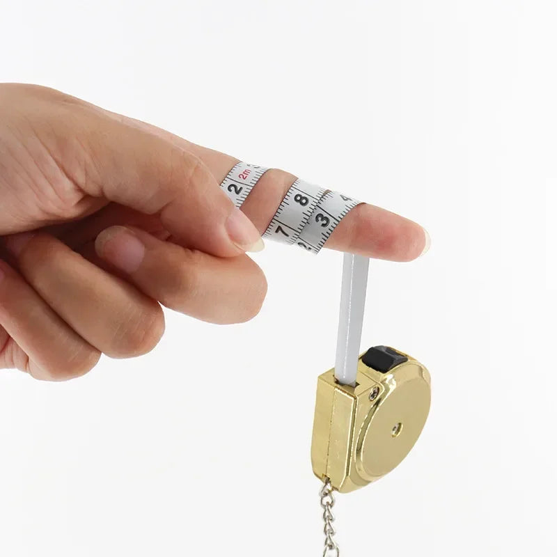 Portable Mini Tape Measure Retractable 2m Mild Steel Keychain Design Small Household Measuring Tool for DIY Crafting and Sewing