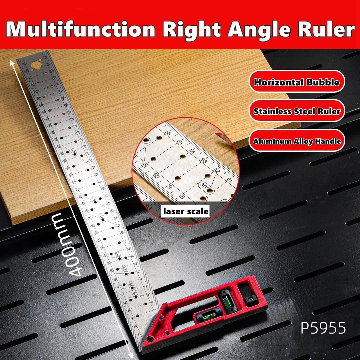 Quick-Positioning Angle Ruler Drawing Tool High-Precision L-Shaped Right Angle Ruler Stainless Steel Multi-Angle Measuring Ruler