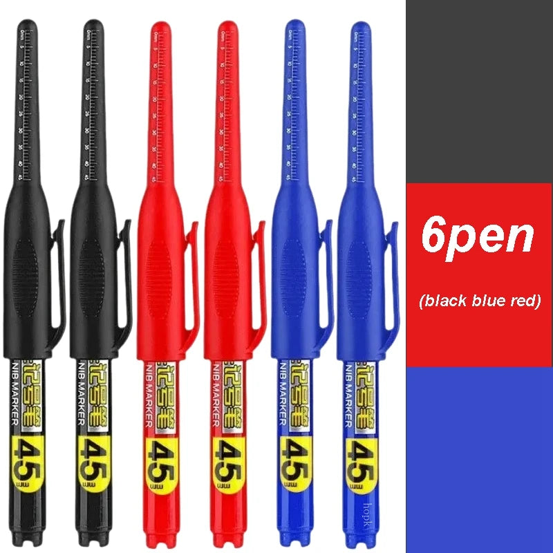 45mm Waterproof Long Head Nib Deep Hole Markers Pen Tile Carpenter Pen Multi-purpose for Woodworking Black/White/Red Ink