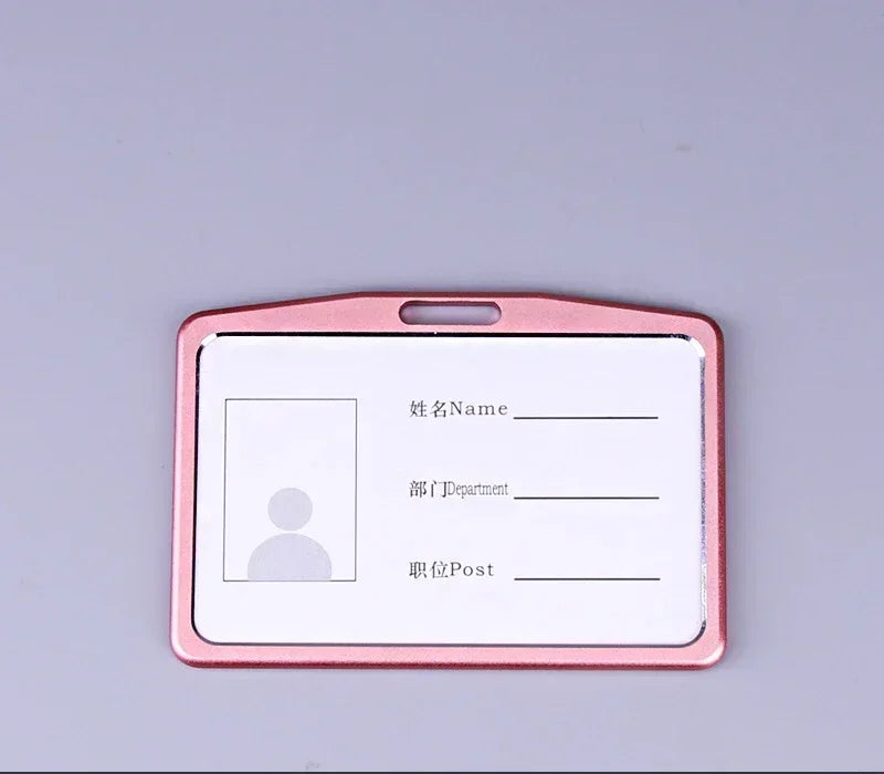 1 Pcs Aluminum Alloy Card Cover Case Bank Business Work Card Holder with ABS Retractable Badge Reel Credit ID Card Badge Bag