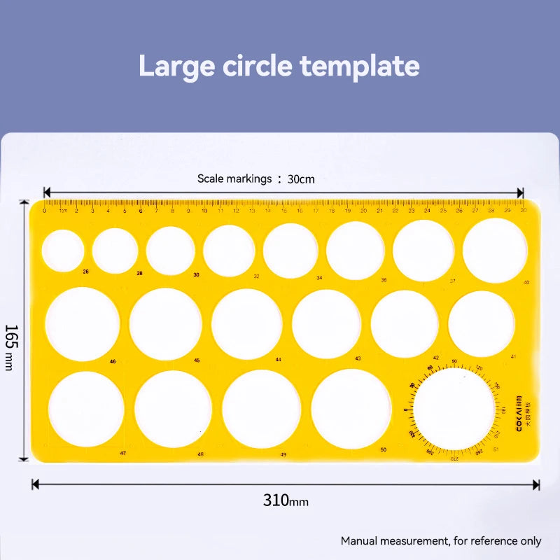 1/4Pcs Circle Template Measurement Geometry Ruler Circular Oval Drawing Template Drafting Ruler Office School Scale Drawing Tool