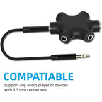 5-Jack Female Connector Adapter 3.5mm Multi Headphone Audio Splitter with 3.5mm Stereo Cable 20cm Digital Audio Video Cables
