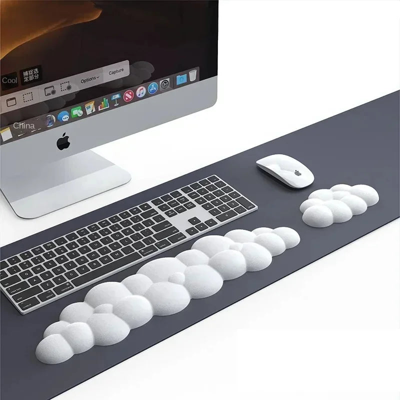 Cloud Shape Wrist Rest Pad Soft  PU Material Anti-Slip Rubber Base Memory Foam for 100 Keys 87 Keys 68keys Keyboard Mousepad
