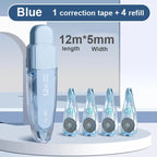 Press Correction Tape Set 5mm*12m Large Capacity Refill Replacement Stationery School Office Supplies Pen Style Correction Tape
