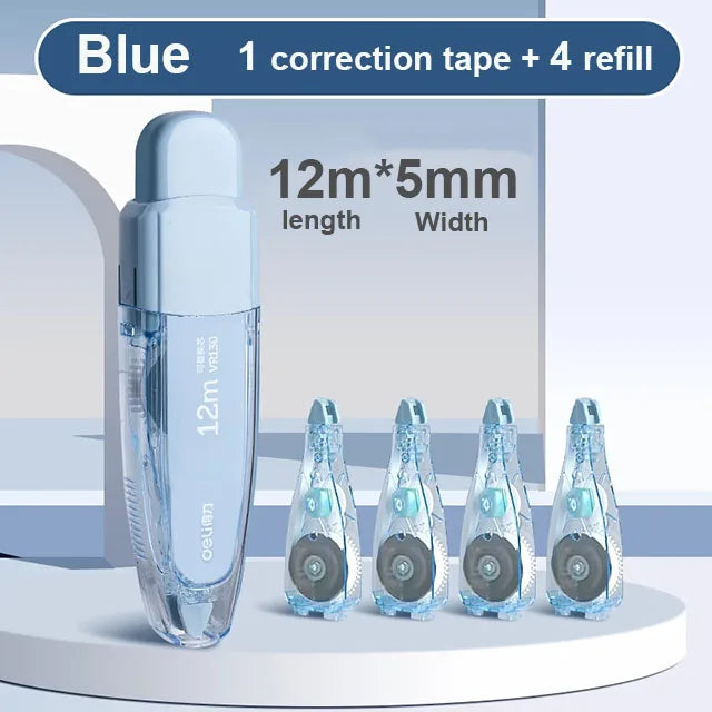 Press Correction Tape Set 5mm*12m Large Capacity Refill Replacement Stationery School Office Supplies Pen Style Correction Tape