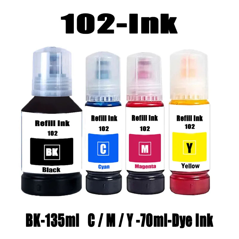 Ink 102 Compatible with Epson ET-2850 ET-4750 ET-4850 ET-2750 ET-2856 ET-3850 ET-4856 ET-15000 ET-3750 ET-2700 ET-3700 ET-3700