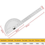 180 Degree Adjustable Protractor 14.5cm Stainless Steel Angle Gauge Round Finder Head Caliper Measuring Ruler Tool